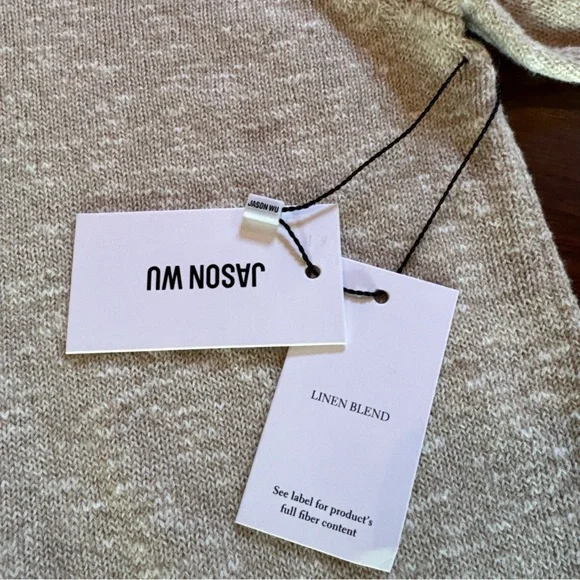 Jason Wu Mens Small Beige Sweater Short Sleeve Lightweight Quarter Zip Polo NWT - Picture 4 of 6